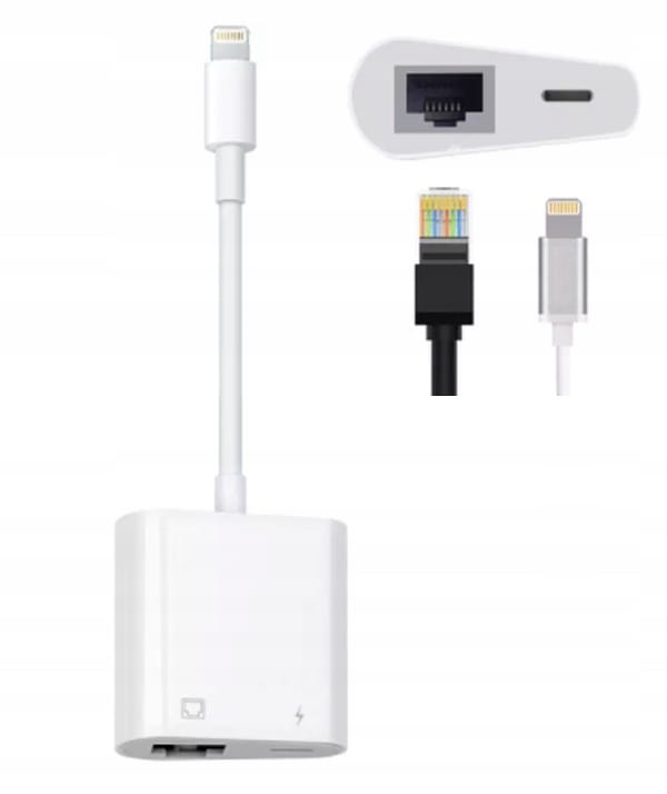 Karta sieciowa Adapter Lightning Ethernet Rj45 LAN iPhone iPad - zdjęcie 1