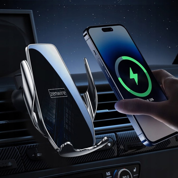 Uchwyt na Telefon do Samochodu z Ładowarką Indukcyjną Szyba Kratka Kokpit Zenwire W30 - zdjęcie 3