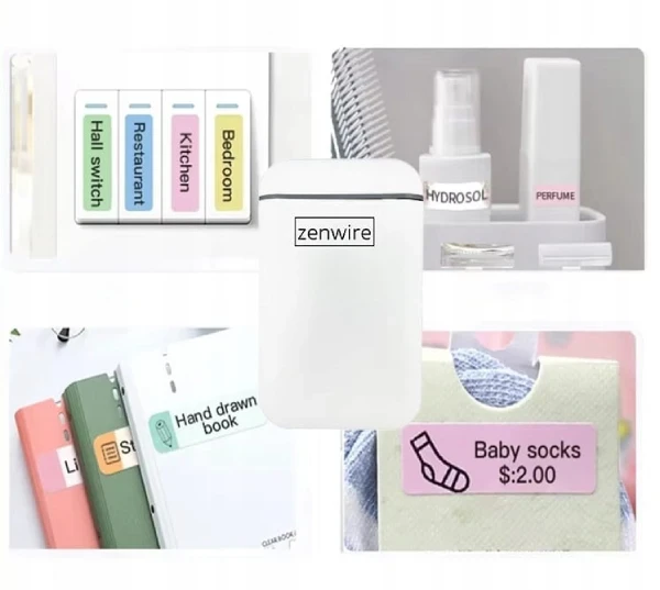 Mini Drukarka Termiczna Przenośna do Etykiet Naklejek Bluetooth USB-C Zenwire TP-110 - zdjęcie 3