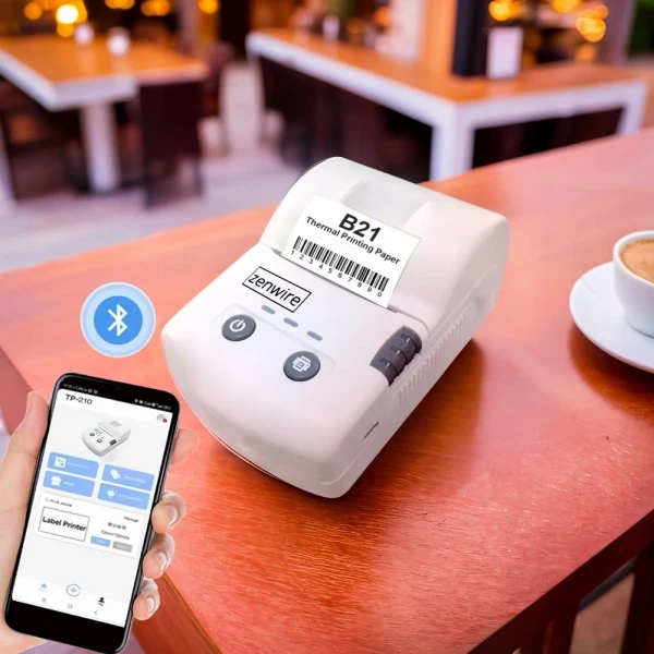 Mini Drukarka Etykiet Naklejek Przenośna Termiczna Bluetooth USB-C z Wbudowaną Baterią 1500 mAh Zenwire TP-210 - zdjęcie 3