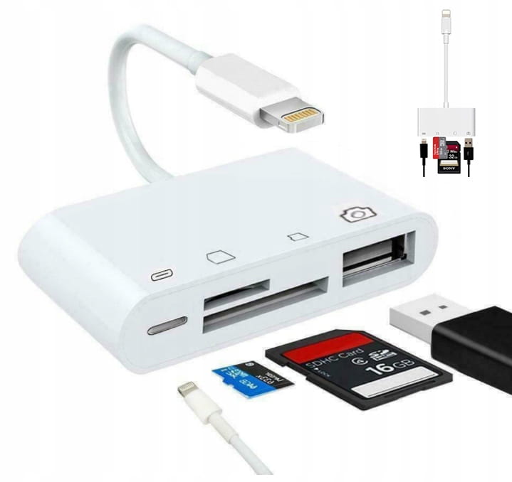 Adapter Czytnik Kart Lightning micro SD USB iPhone - zdjęcie 1